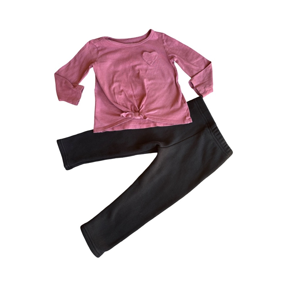 Carter's Pink Long Sleeve Tee Soft Cotton and black sweats 2T (3 for $12 item)